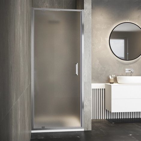 Porte de douche 90 cm à ouverture battante verre opaque 6 mm Aruba (1/4)