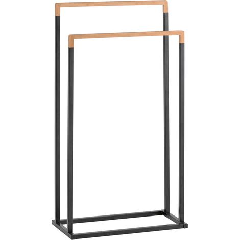 Porte serviettes CHIC Acier & Bambou Noir Spirella (1/5)