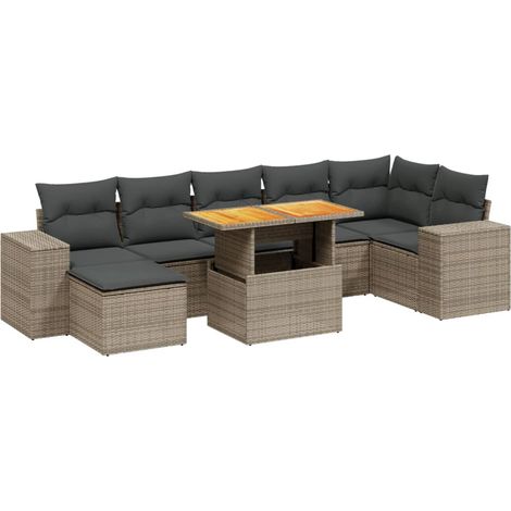 Maison Exclusive - Set Divano da Giardino 8 pz con Cuscini Grigio in Polyrattan (1/3)