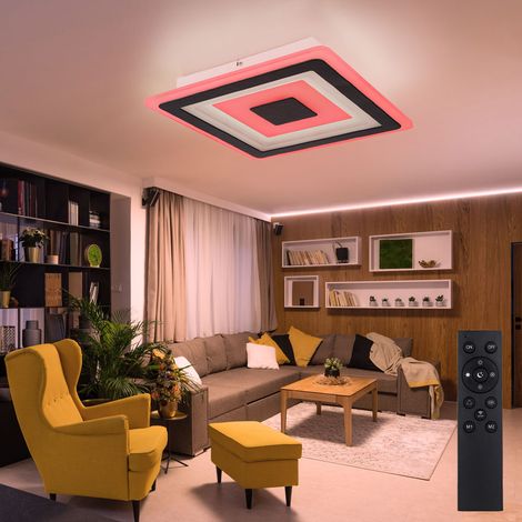 Plafoniera LED luce soggiorno luce sala da pranzo, metallo acrilico bianco, telecomando dimmerabile app/controllo vocale Memoria Smart RGB CCT, 34W 1700Lm 3000-6500K, L 39,5 cm