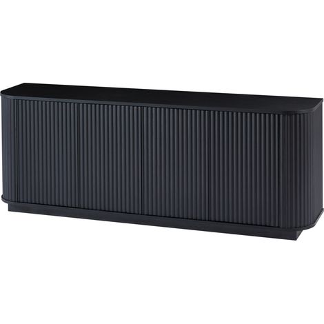 Buffet en bois noir avec motif ondulé, 162,5 x 38 x 61 cm, meuble de rangement multifonction (1/5)