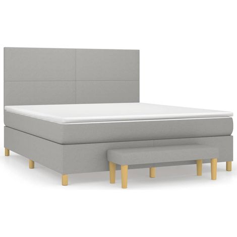 Maison Exclusive - Cama box spring con colchón tela gris claro 16