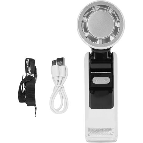 Eiskühlender Handventilator, wiederaufladbar, mit LED-Digitalanzeige, 100 Geschwindigkeitsstufen, faltbar, mit LED-Licht für Reisen und Outdoor-Aktivitäten, Weiß