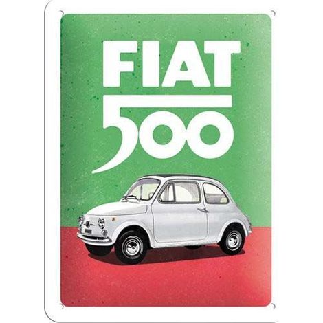 Plaque décorative en métal en relief 20 x 15 cm Fiat 500 - Italian Colours (1/2)