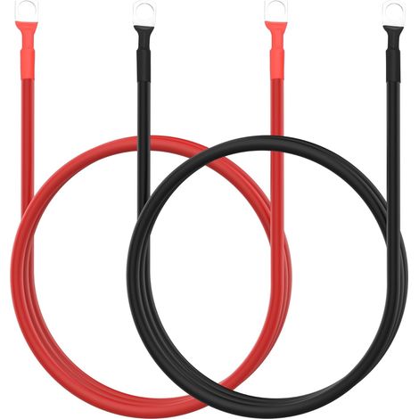 Câble Batterie 10 AWG cuivre, bornes 5/16", pour onduleurs Voitures, Camping-Cars, Batteries et solaires 12V/24V, 3,3 pi 1 Paire. (10 AWG) (1/5)
