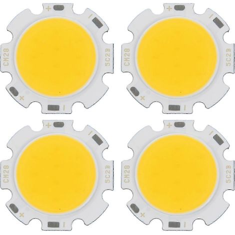 4 ampoules LED COB rondes de 5 W, ultra-lumineuses, blanc chaud, 15-17 V CC (1/5)