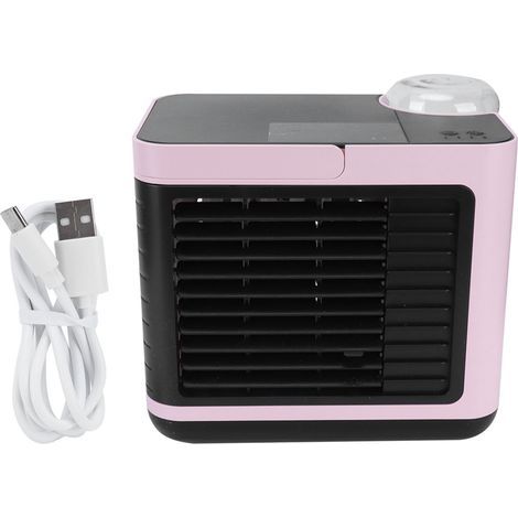 Mini desktop air conditioner with night light, USB rechargeable, negative ion air purifier, pink. - AquaForge (1/5)