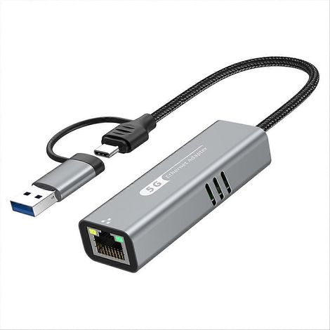 Adaptateur Ethernet USB 3.2 vers 5 Gbit/s RTL8157 5000 Mbps RJ45 pour ordinateur portable, compatible 5G, 2,5G, 1G et 100 Mbps (1/5)