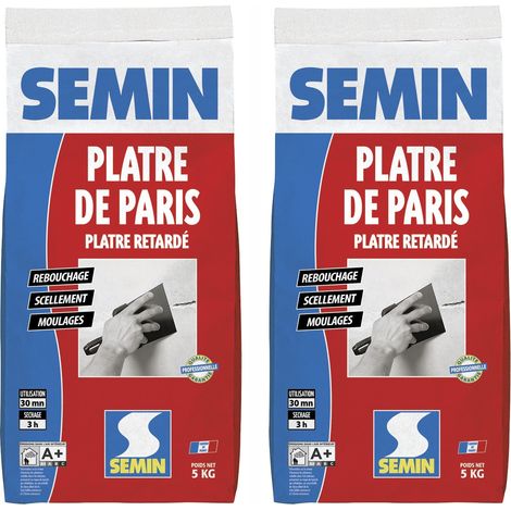 Lot de 2 pâtre de Paris pour moulages, scellements et rebouchage Semin - intérieur - sac de 5 kg (1/5)