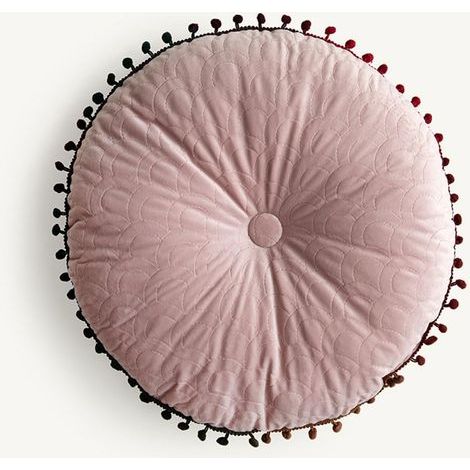 CCYKXA Scandinavian Style Floor Cushion, Round 40cm Chair Cushion, Garden Cushion, Tatami Floor Cushion for Yoga, Meditation, Tea Party, Balcony, Living Room, Children's/Adults' Room (40cm, Skin Pink)