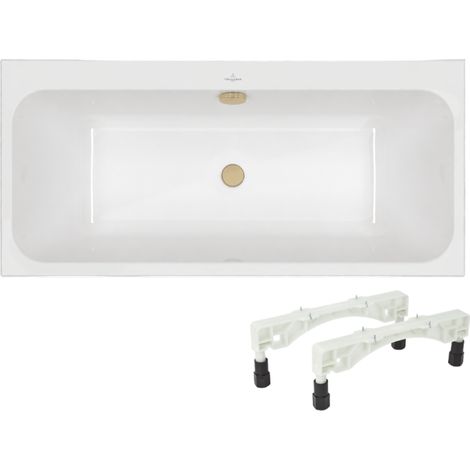Baignoire droite 170 x 70 VILLEROY & BOCH Architectura + Pieds + Vidage de baignoire WIRQUIN doré