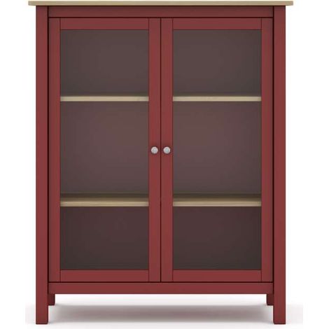 Mueble vitrina para comedor modelo Miguel 2 puertas acabado burdeos/roble, 40cm(fondo) 110cm(alto) 90cm (ancho). (1/5)