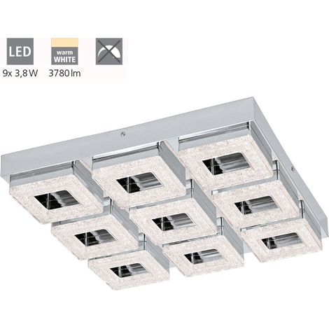 plafonnier LED Fradelo lumière en chrome cristaux clairs 9X4W de 44x44cm (1/5)