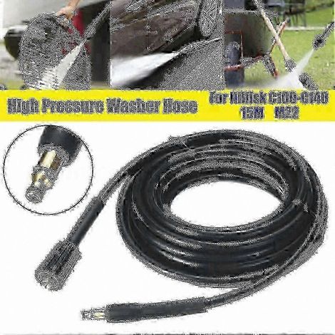 Tuyau de nettoyeur haute pression 5/10/15 m raccord M22 compatible avec les nettoyeurs haute pression. 10 m (1/4)