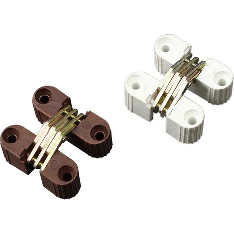 (Blanc) Kit de réparation de charnières invisibles en croix (6 pièces) pour ferme-porte pliant, connecteur de table, meuble, chaise, accessoires de quincaillerie pour meubles (1/5)