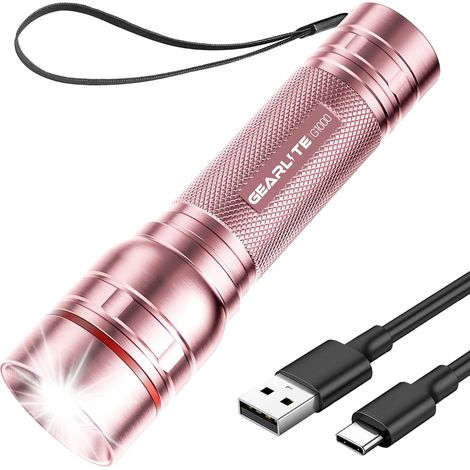 Lampe Torche LDE Rechargeable, Lampe de Poche 2000 Lumens 3 Modes, Zoomable Lampe Torche Tactique LED Ultra Puissante, Mini Lampe de Poche Enfant Portable Pour Cadeau Camping Urgence Bleu