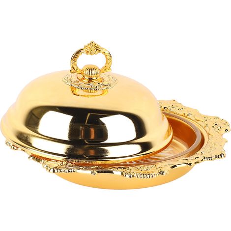 Beurrier rond vintage décoratif avec couvercle, pour réfrigérateur, comptoir, mariage ou fête. (1/5)