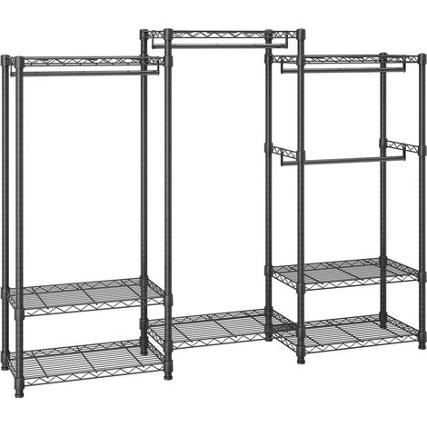 Portant à vêtements robuste, sur roulettes, avec 4 barres de suspension et 8 niveaux de rangement, penderie réglable et personnalisable, supportant une charge maximale de 362,9 kg. (1/5)