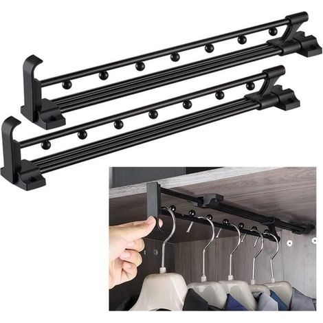 Tringle Penderie Escamotable,Extractible Porte Pantalon Coulissant,Longueur 405 mm Tringle Coulissante Penderie (1/4)