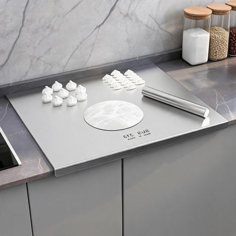 Tablas de cortar de cocina de acero inoxidable 316 con borde elevado, ideales para carne, fruta, verduras y pan (70 x 40 cm). (1/5)