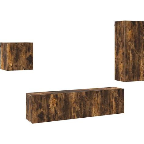 Maison Exclusive - 4-tlg. Wohnwand Räuchereiche Holzwerkstoff (1/5)