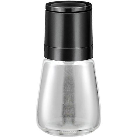 Moulin à sel et poivre manuel en verre transparent, moulin à grains de poivre, flacon d'assaisonnement, ustensiles de cuisine noirs (1/4)