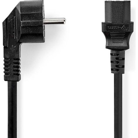 Cable dalimentation prise de terre male iec 320 c13 coude droit plaque nickel 200 m rond pvc noir label 88302 (1/3)
