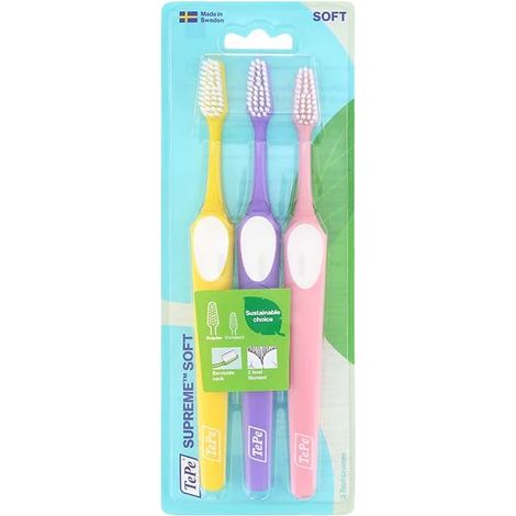 Juego de 3 cepillos de dientes TePe Supreme Soft