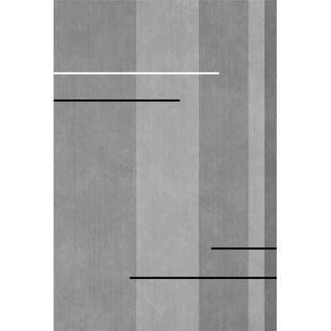 Modern Abstract Low-Pile Rug � Non-Slip & Machine Washable Floor Carpet for Living Room, Bedroom & Hallway � Neutral Short Shag Design VERTICAL RUG 200280CM GREY (1/5)