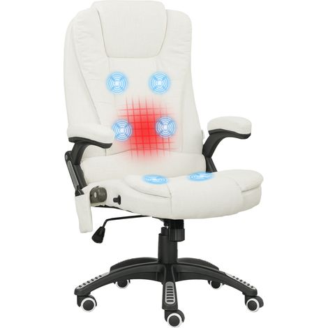 Ergonomischer Schreibtischstuhl mit Massagefunktion, 68 x 72 x 110–120 cm, Cremeweiß (1/5)
