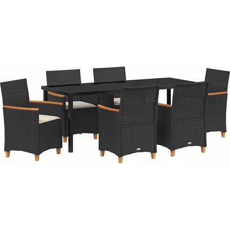 Maison Exclusive - Set da Pranzo per Giardino 7 pcs Nero polyrattan