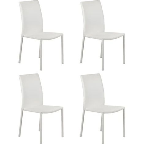 Lot de 4 chaises empilables en simili blanc et 4 pieds en acier - LUFY (1/5)