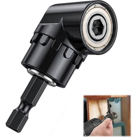 Tournevis Porte-Adaptateur 105°, Renvoi d'Angle Visseuse Magnétique 1/4", Porte Embout pour Perceuse et Visseuse Sans Fil, Outil de Bricolage pour Espaces Étroits (1/5)