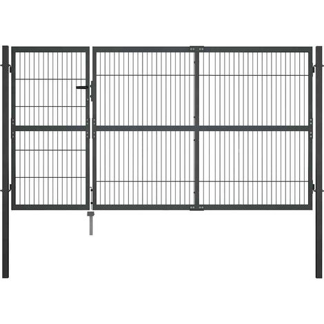 Cancello di Recinzione con Pali in Acciaio 350x140 cm Antracite vidaXL (1/5)