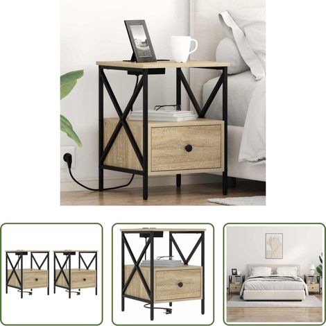 Rangement - Cabinet de chevet 2 pcs Chêne Sonoma 41,5 x 40,5 x 55 cm (1/5)