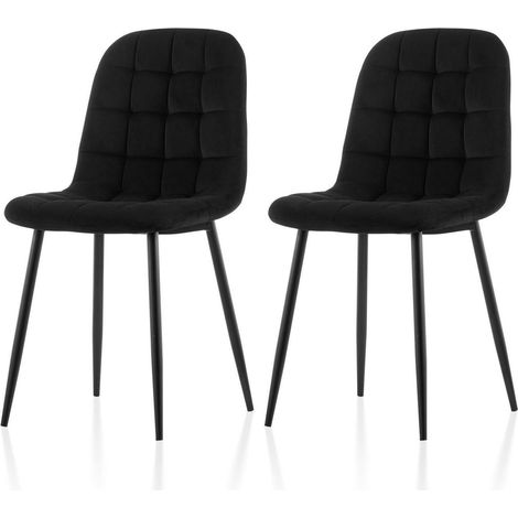 Esszimmerstühle 2er-Set, gepolstert, Samt, hohe Rückenlehne, bis 150kg, Schwarz (1/5)