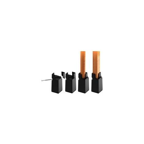 Elevadores de muebles ajustables 10 cm – Juego de 12 – Fijación con abrazadera de tornillo – Compatible con patas de 0,8 a 1,6 pulgadas – Plástico rígido negro - 12PCS (1/5)