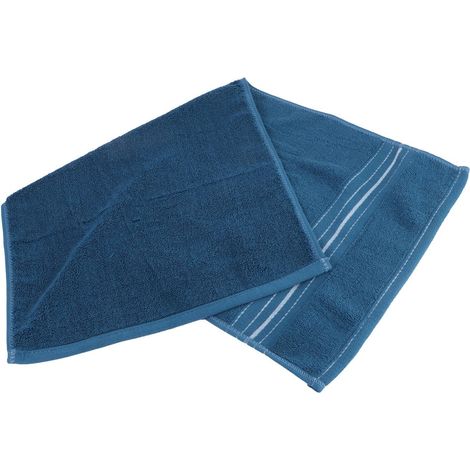 Serviette visage en coton épais doux pour la peau , 35 x 75 cm , bleu foncé . Lavable et absorbante (1/5)