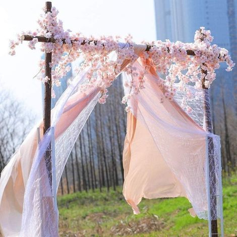 AIDUCHO Paquete de 2 guirnaldas de flores de cerezo artificiales de seda para colgar, ideales para bodas, jardines y decoración del hogar (rosa) (1/5)