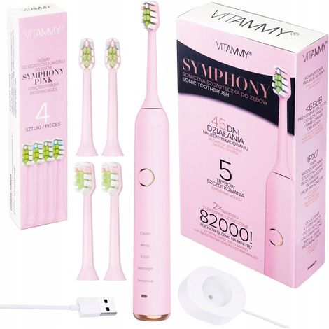 VITAMMY SYMPHONY PINK SONIC ELEKTRISCHE ZAHNBÜRSTE MIT 5 KÖPFEN