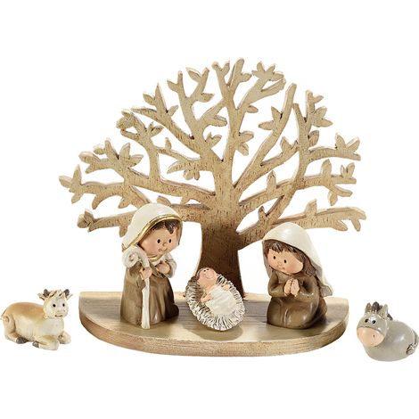 Presepe con Albero della Vita in Resina FERCOLOR - Set da 5 Statuine (1/2)