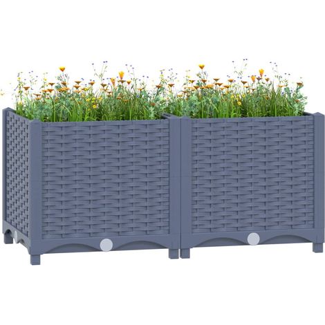 Jardinière, Pot de Fleurs d'extérieur, Lit surélevé 80x40x38 cm Polypropylène OIB8493E (1/5)