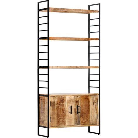 Bibliothèque à 4 niveaux-Étagère de Rangement 80x30x180 cm Bois de manguier brut 658197 (1/5)