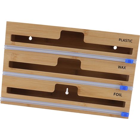 Benutzerfreundlicher 3-Kammer-Spender aus natürlichem Bambus für Frischhaltefolie. Aluminiumfolienspender für Küche und Bad. (1/5)