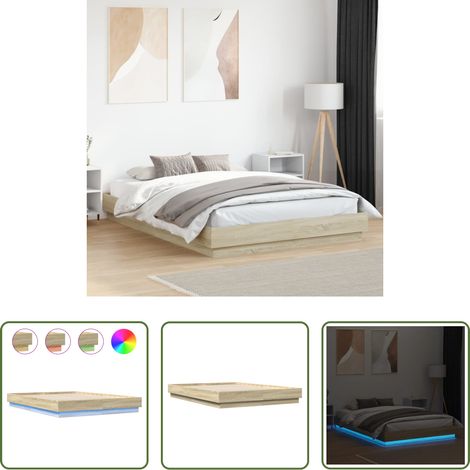 LED-Leuchten - Bettgestell mit LED Sonoma-Eiche 120x200 cm (1/5)