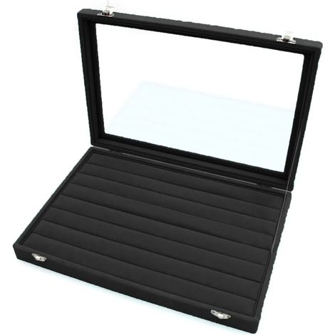 Schmuckkästchen für Damen, Schmuck-Organizer mit Schloss und Schlüssel, Geschenk-Schmuckbox, Schwarz (1/5)