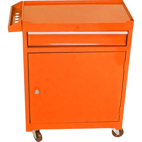 Armoire à outils à 5 tiroirs, avec roulettes, étagères supérieures amovibles et réglables, coffre à outils de garage (Orange)