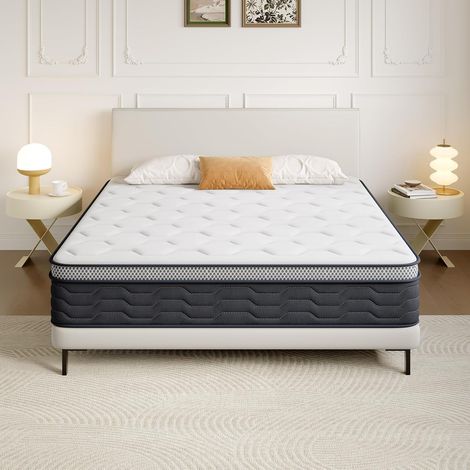 STANEW Colchón 135 x 190 x 27 cm Espuma viscoelástica, Muelles Individuales,Altura 27 cm, Absorbe la HumedadTranspirable (1/5)