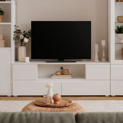 Meuble TV 4 tiroirs 160x40,1x53 cm blanc - MITZ