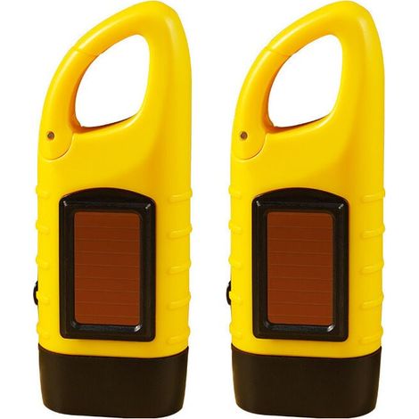 Ahlsen 2er-Pack Handkurbel-Taschenlampen, wiederaufladbare Solar-LED-Notfall-Taschenlampen, Outdoor-Sport-Überlebens-Taschenlampen, Gelb (1/3)